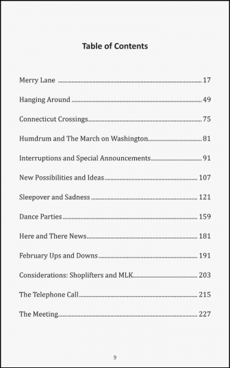 Sample from book: Table of Contents page